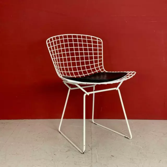 Vintage Harry Bertoia White Powder Coated Side Dining Chair Midcentury #3284