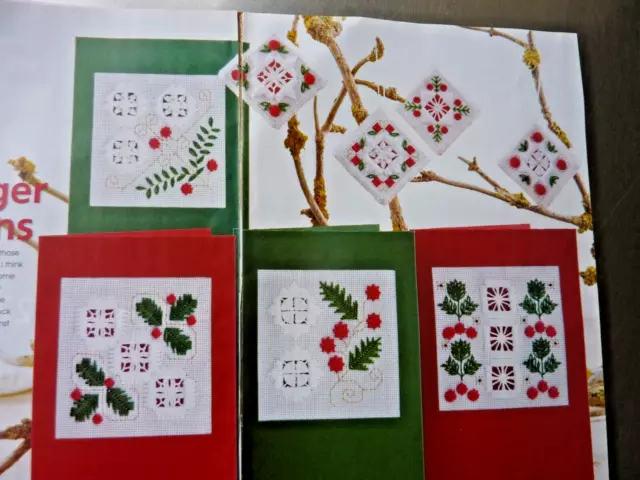 9379] Tarjetas y motivos de Navidad de Hardanger gráfico 4 en bordado