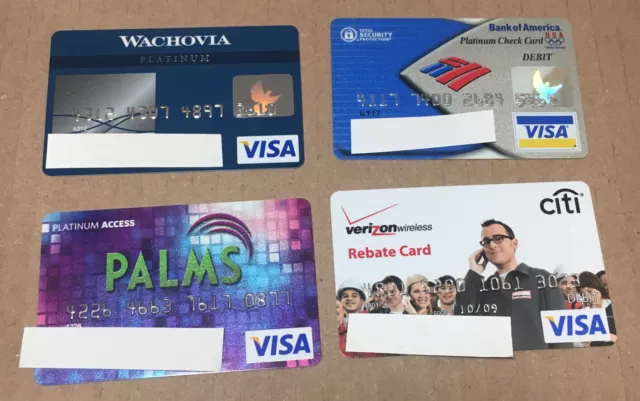 4 Expired Credit Cards For Collectors - Visa Lot (9122)