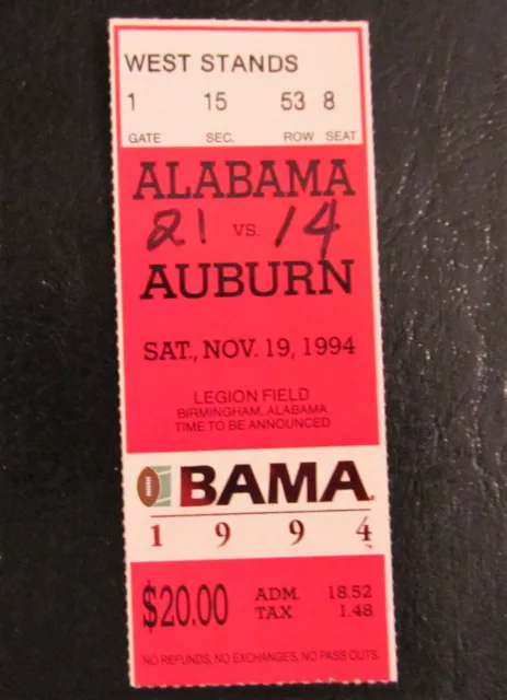 1994 Alabama vs Auburn SEC football game ticket stub PLUS FREE 1994 A-DAY TICKET