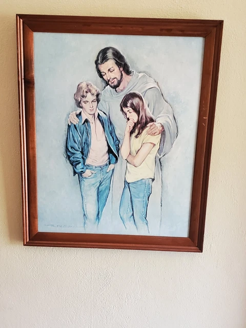 Jose R. de Soto The Comforter Jesus Print Framed Religious Teen Boy Girl Vintage