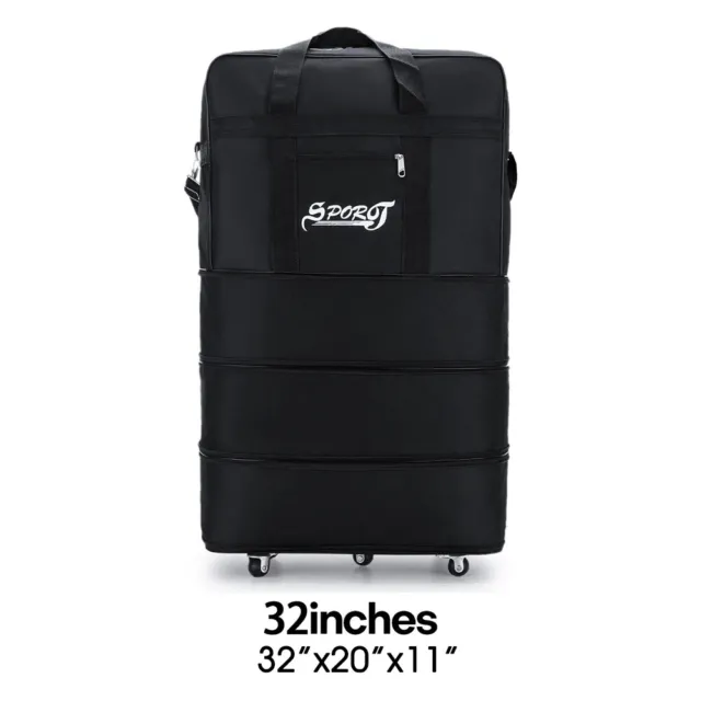 3-Layers Expandable Duffel Bag Suitcase Collapsible Rolling Wheeled Luggage Bag