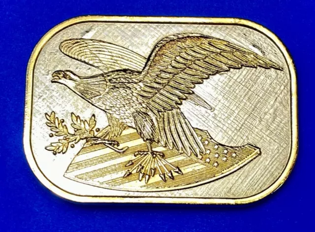 Vintage two tone Patriotic American Bald Eagle in Flight belt buckle