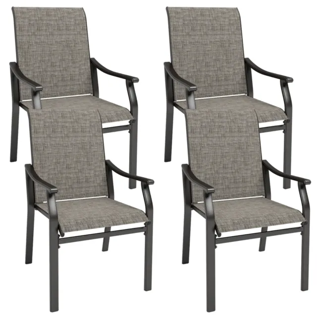 PHI VILLA Outdoor Dining Chairs Set of 4 Patio Chairs with Backrest Armrest