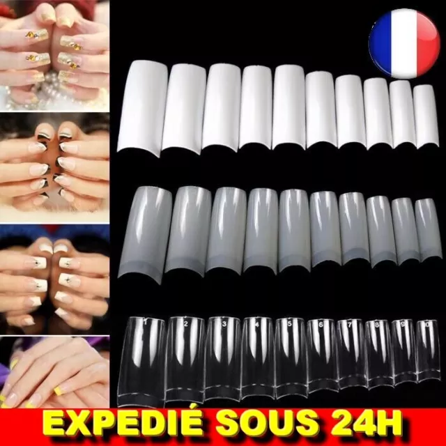 ✅500 Faux Ongles Clair Naturel Blanc Nails Incurvés Manucure UV Gel Ongle Vernis