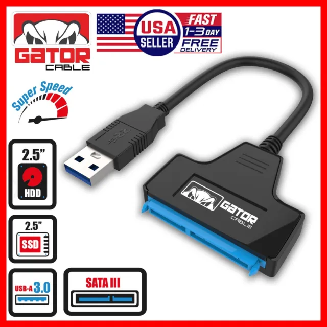 USB 3.0 to SATA III Hard Drive Adapter Converter Cable 2.5" HDD SSD UASP Powered