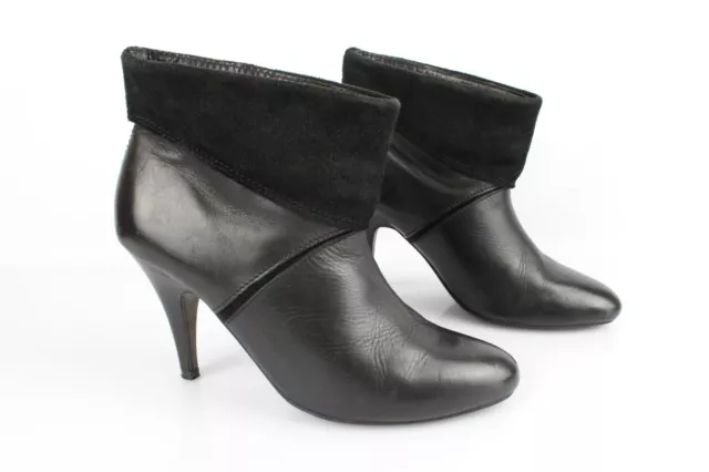 ANDRE Bottines Boots Talon 9 cm Cuir et Daim Noir T 37 Très bon état
