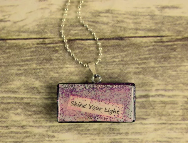 Shine Your Light Necklace Pendant Reclaimed Mixed Media Art Jewelry Collage