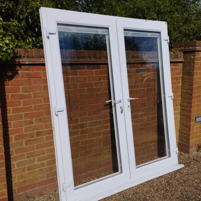 exterior external upvc double Glazed french doors in frame with Blinds