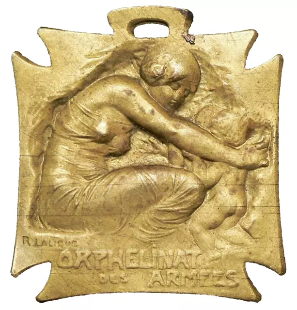 France Orphanages Charity Army Medal WW1 by Lalique Orphelinat #22789