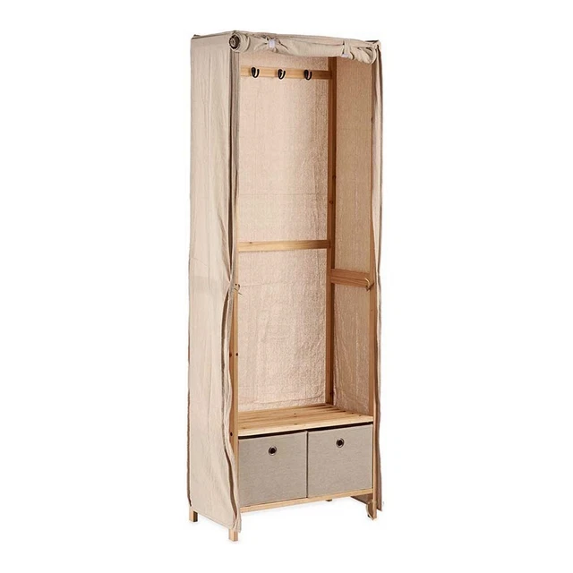 Guardaroba Beige Legno Tessuto 31,5 X58 X168 Cm