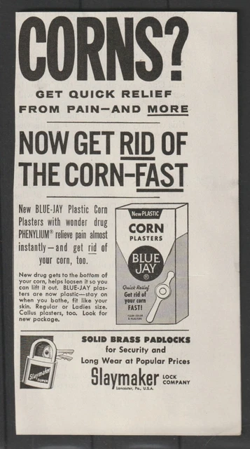 Blue Jay Corn Plasters Ad From Saturday Evening Post May 7, 1955