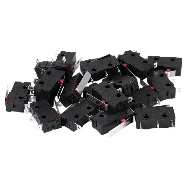 20Pcs AC 125V 250V 5A SPDT 3-Pin Momentary Plastic Limit Switch Black+SiF7