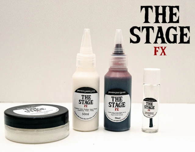 STAGE FX 50ML 4 Piece SET Scar Wax Fake Blood Liquid Latex Skin Glue