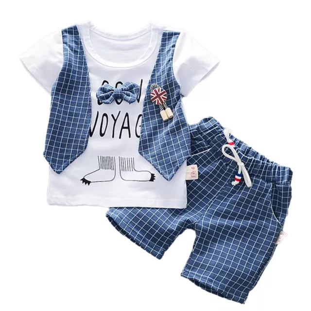 Toddler Baby Boys Outfit Summer Clothes Short Sleeve Gentleman Top Shorts Casual