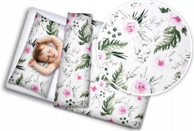 BABY BEDDING FIT JUNIOR BED 150x120cm PILLOWCASE DUVET COVER Garden Flowers