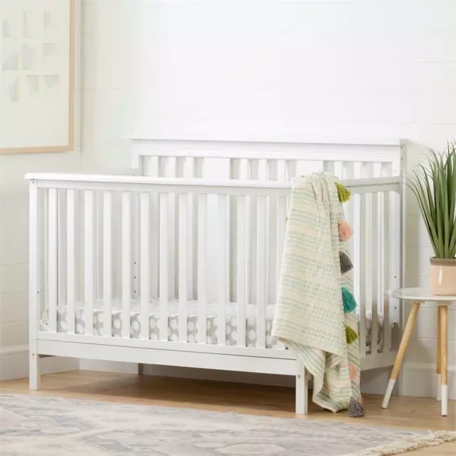Cotton Candy Baby Crib 4 Heights with Toddler Rail-Pure White-South Shore