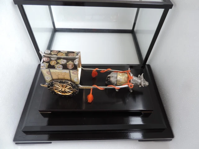 Vintage Sterling Silver Japanese Imperial Ox-Drawn Carriage With Paulownia Box