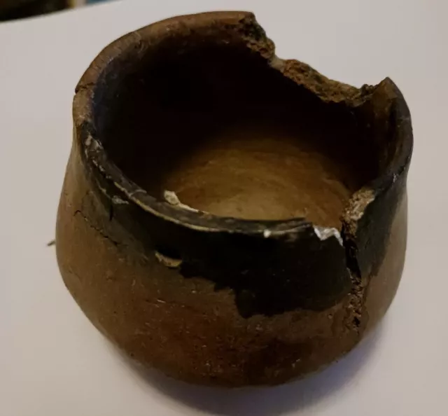 **  Authentic Mississippian Miniature  Pot  Drilled Rim  Display Or Study As Is*