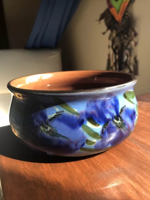 LEMON & CRUTE 1920's VINTAGE HAND PAINTED IRIS BOWL-TORQUAY- EXC COND 6”x3”