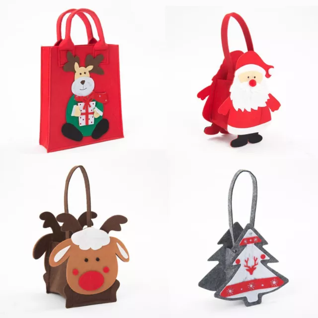 Xmas Cookie Candy Treat Gift Bags Christmas Party Wrapping Drawstring Felt Bag