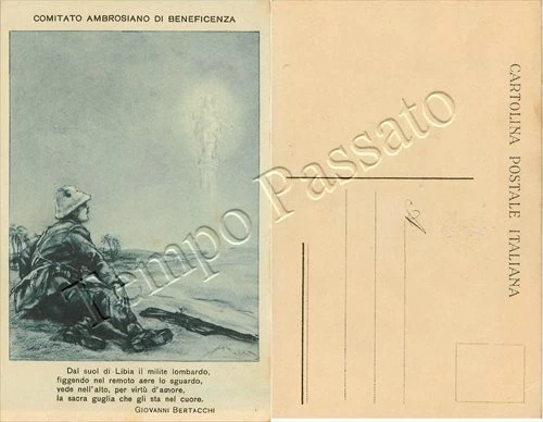 Colonie, Libia - Soldato di Milano / illustratore Mazza, versi di Bertacchi