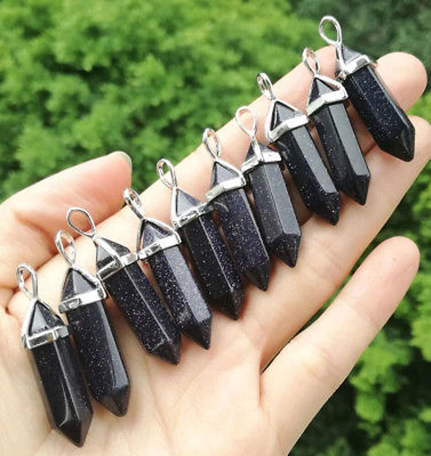 10pcs  Blue sand Stone Pendants Natural Gemstone Chakra Healing Crystal bead