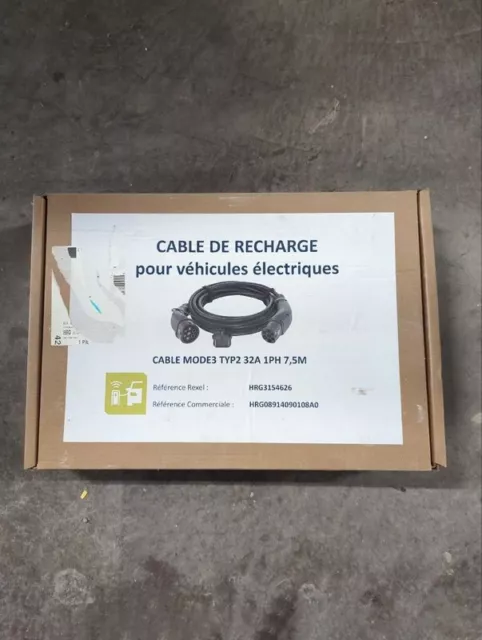 Câble de recharge type 2 monophasé - 32A max - Longueur 7,5M