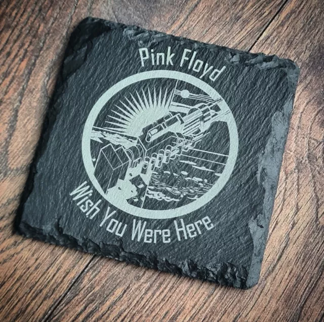 Pink Floyd Wish You Were Here Slate Coaster Laser Engraved Coffee Tea Gift