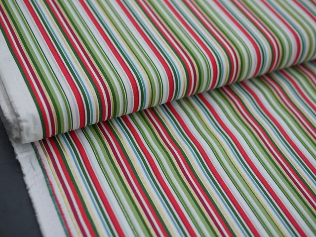 Makower Tela Patchwork Weihnachtsstoff Navidad a Rayas Colorido