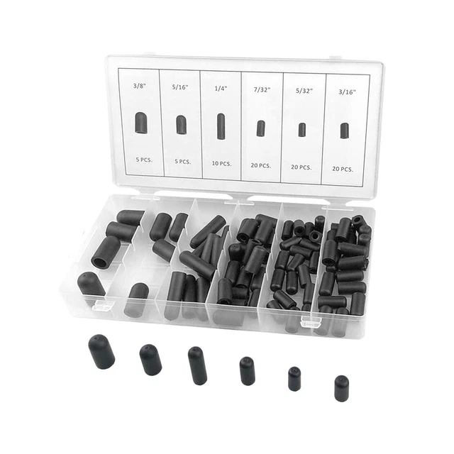 80pcs Carburetor Carb Vacuum Line Hose Boot Cap Assortment Kit 5/32"- 3/8"