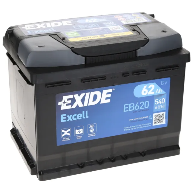 Starterbatterie Exide 12V 62 Ah EB620 Autobatterie Top Angebot gefüllt u geladen