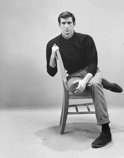 Anthony Perkins Posing Sitting in Chair Black and white photo 8x10 PHOTO PRINT