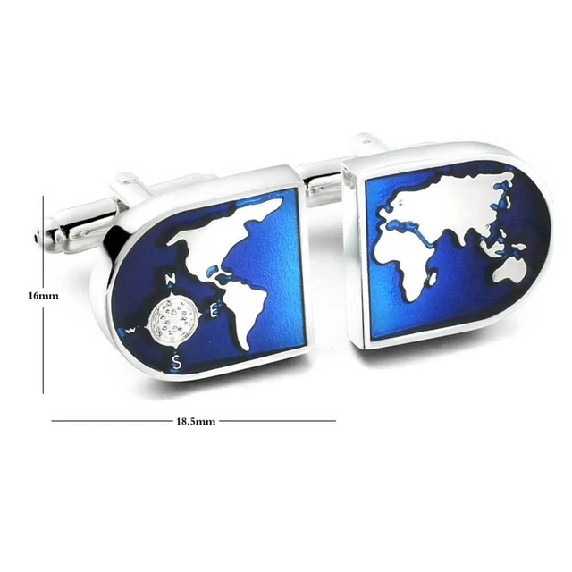 Earth Map Gift Wedding Party Shirt Suit Formal Occasion Prom Men Cufflinks