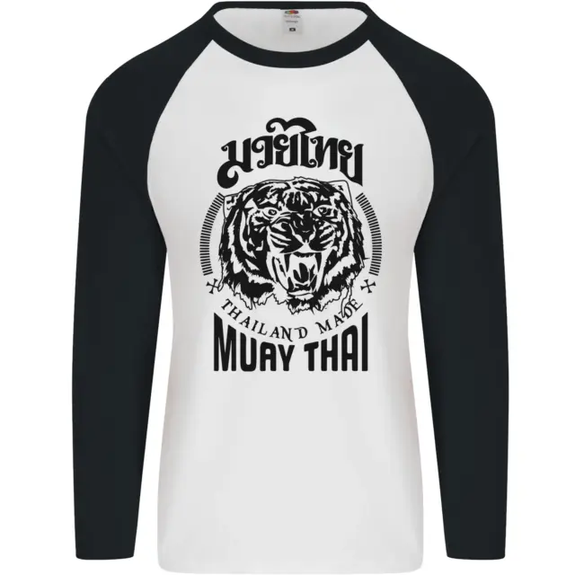 Muay Thai Fighter Warrior MMA Martial Arts Mens L/S Baseball T-Shirt