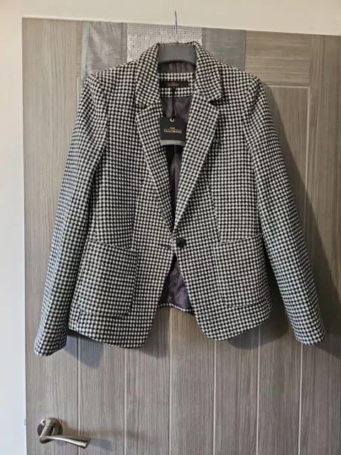 Ladies Next Black/white Check Tailored Fit Blazer Jacket Size 10. Bnwt