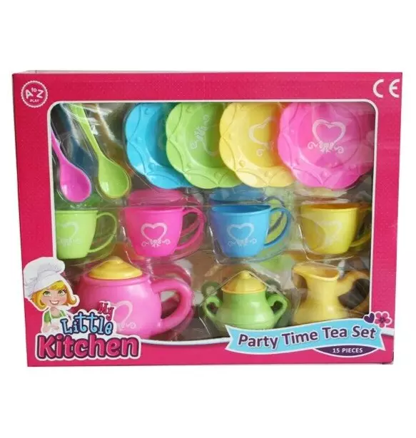 A to Z Play Party Time Tea Set 3 Years + 13 Piece Playset Tea Pot Milk Jug Cups