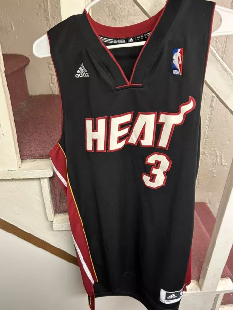 DWYANE WADE Miami Heat Basketball Adidas Sewn Men’s Medium Jersey NBA Black #3