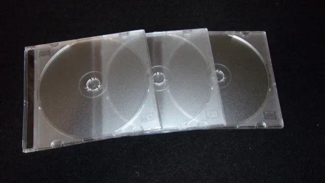 New  3 Jewel Plastic Slim Cases Single Transparent Cd/Dvd Blank Replacement