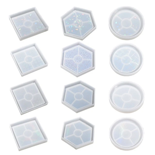 Round Square Hexagon Coaster Mold Silicone Epoxy Placemat Coaster Molds