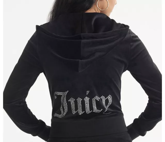 NWT Juicy Couture OG Big Bling Velour Hoodie in Liquorice sz XL