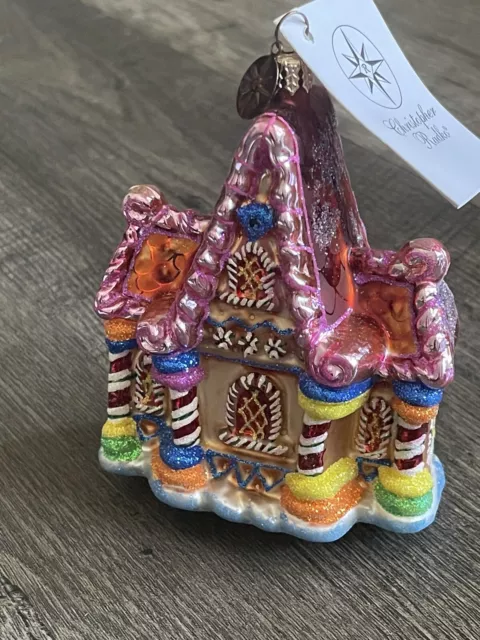 Christopher Radio Ornament Candyland Gingerbread House Pink Glitter Sparkle