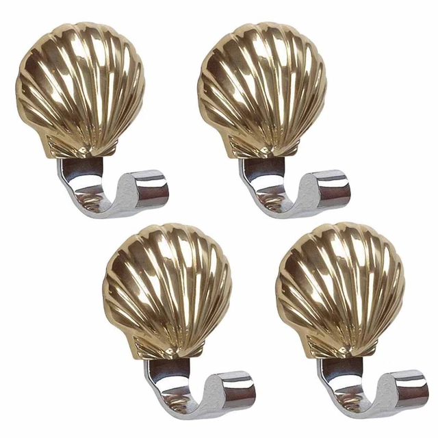 4 Traditional Robe Hook Bright Solid Brass Sea Crest | Renovator's Supply