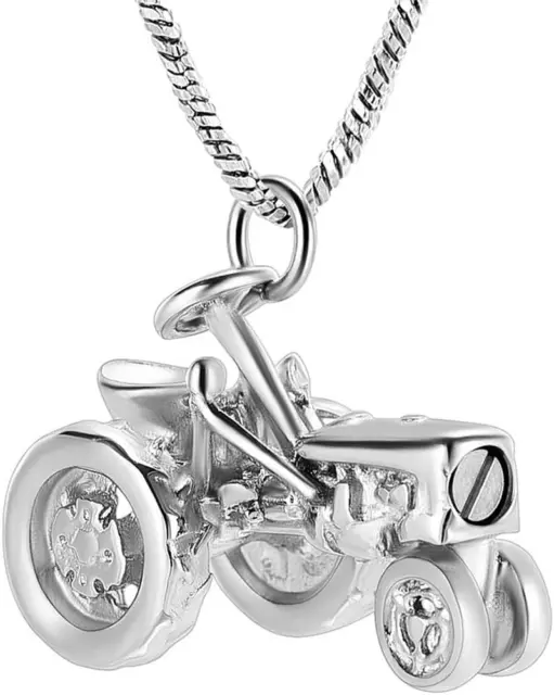 Yinplsmemory Cremation Jewelry Tractor Urn Necklace for Ashes for Men Stainless