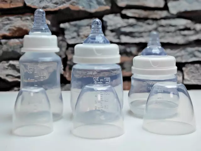 Newborn Baby Feeding Bottles Anti Colic BPA free Set of 3 Silicone Teat 0-6Mths