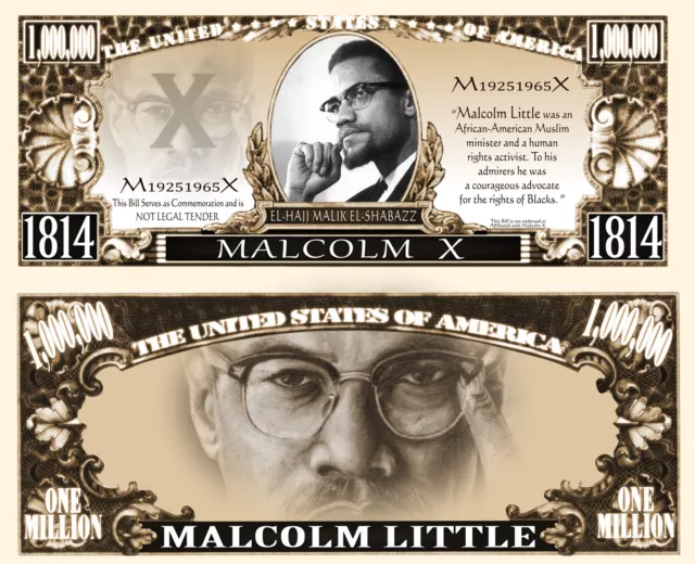 Malcolm X Geldschein Million Dollar US ! Sammlung Black Panters Power History