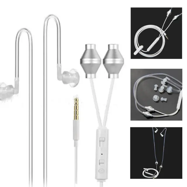 Air Tube 3.5mm Anti-radiation Earphone In-ear Stereo Headphones Headset Mic  N6C4