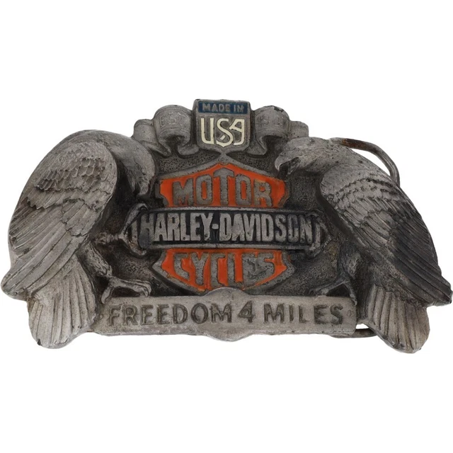 Harley Davidson Barrette Logo Scudo Motociclista Libertà 90s Vintage Belt Fibbia