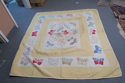 Vintage Antique Americana Handmade Butterfly Quilt 66" x 70" Twin