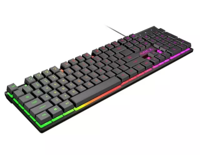 Clavier Gamer Lumière LED Multi Color Keyboard 104 Touches de Jeu Gaming PC